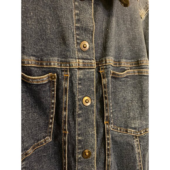 Vintage-Inspired Carole Little Women's Denim Jacket W/ Faux Fur Collar Size 16 - Picture 5 of 8